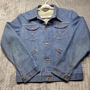 Vintage Wrangler 136MJ Men's 42L Denim Jacket 14oz SanforSet USA Made Jean Coat
